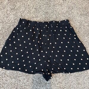 H&M Divided Polka Dot Shorts Black and Pink Elastic Waist Casual Summer‎ Comfy